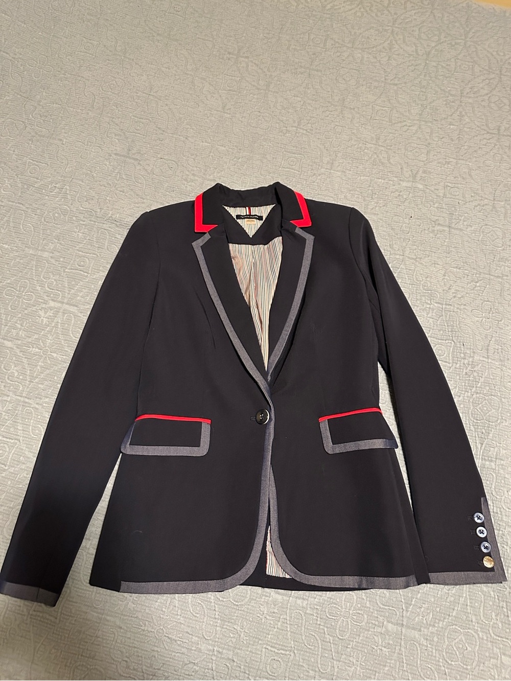 Tommy Hilfiger Navy Blazer with Red and Blue-Gray Trim